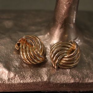 Vintage Clip-On Woven Gold Earrings
